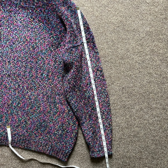 VTG 90s Express Tricot Multicolor Chenille Mock Neck Wool Blend Sweater Size Med - Picture 14 of 16